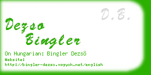 dezso bingler business card