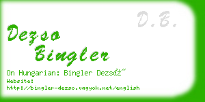 dezso bingler business card
